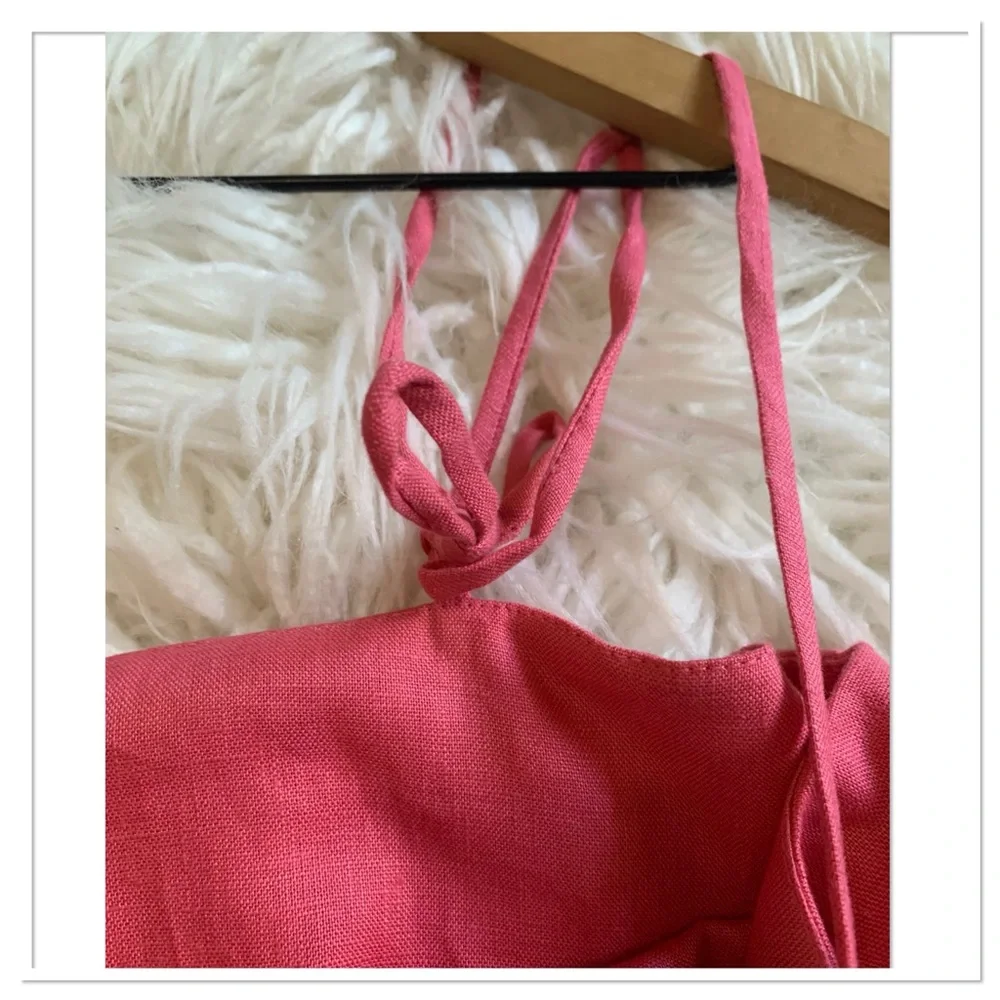 Reformation Aubree Linen Dress Sundried Tomato Size Extra Large - Picture 5 of 9